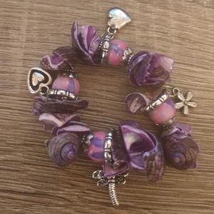 Paparazzi Seashell Charm Bracelet - Purple - Elastic